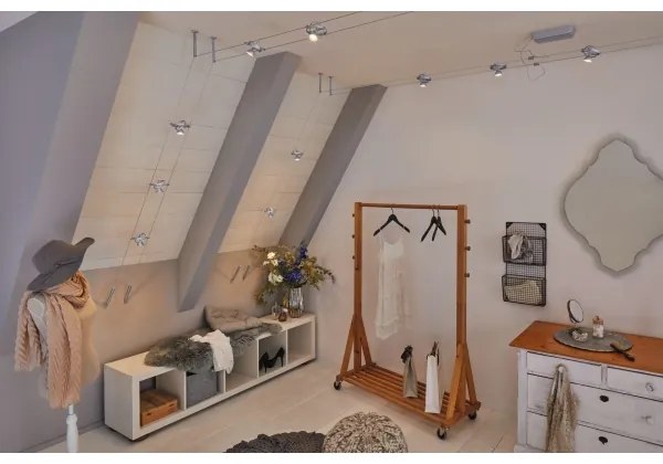 Paulmann 94436 - Set 5x GU5,3/10W, sistem complet pe cablu CARDAN 230 V, crom