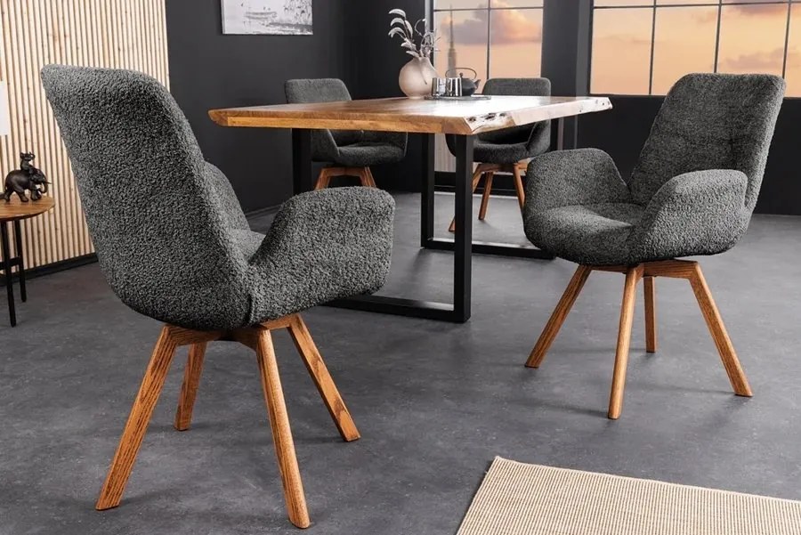 Set de 2 scaune pivotante Baltic stejar/ gri inchis