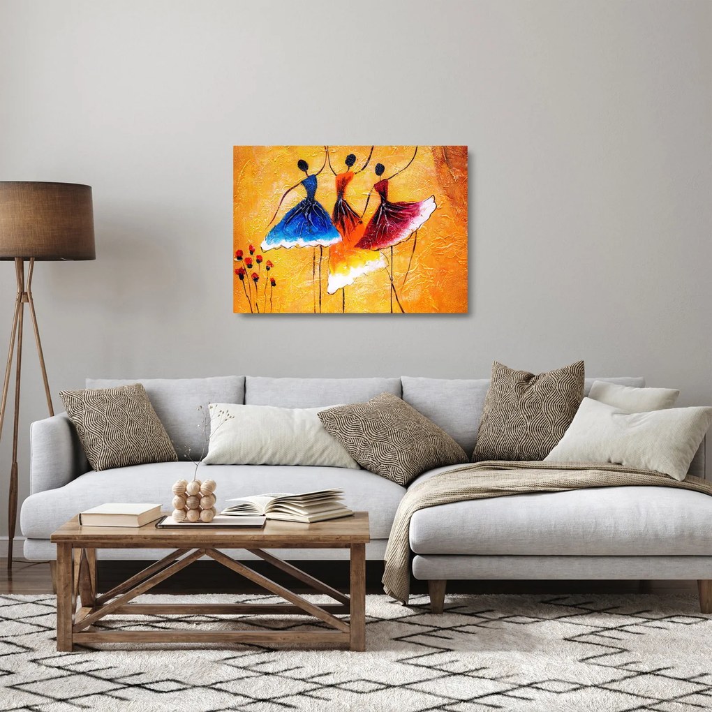 Tablou pe sticlă - Pictură în ulei, balerina (70x50 cm)