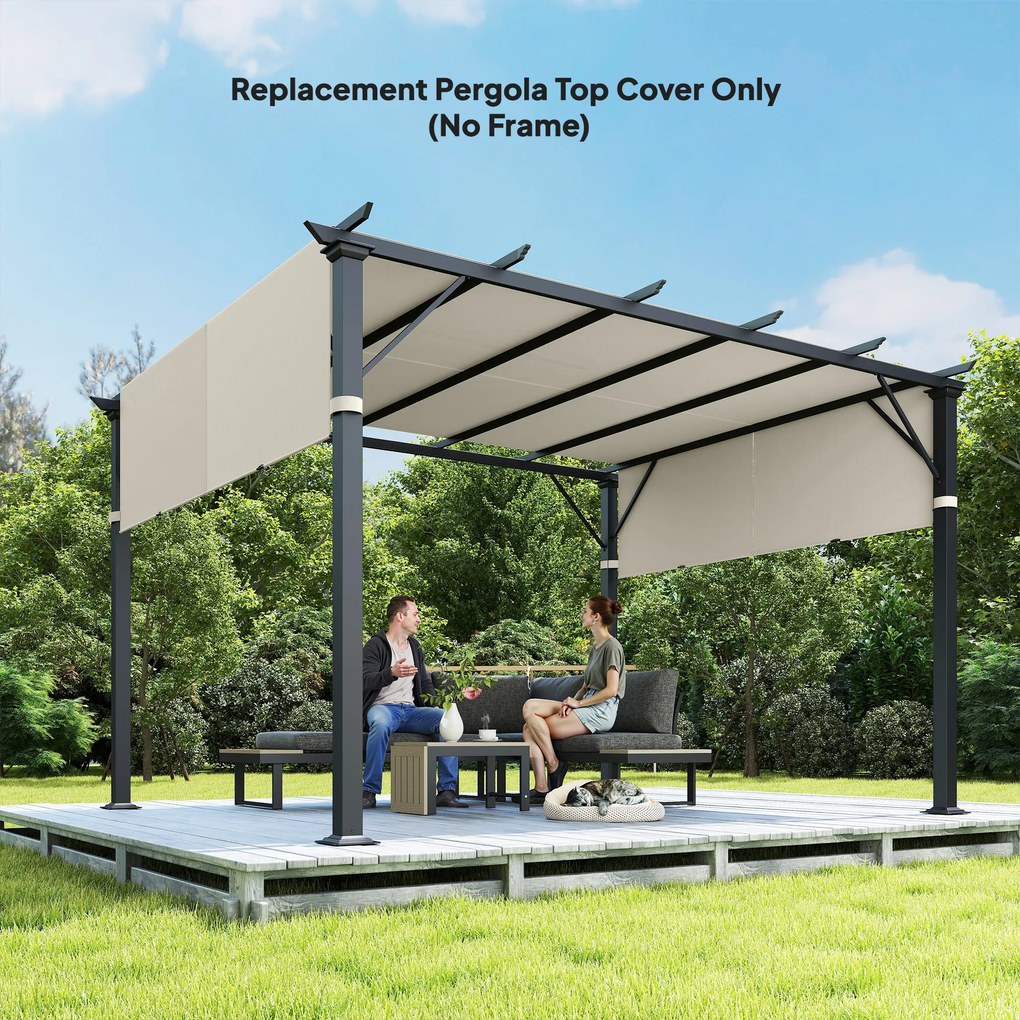 Outsunny Acoperiș pentru Pergolă cu Buzunare și Curele pentru Stâlpi, 488x122 cm, Alb Crem | Aosom Romania