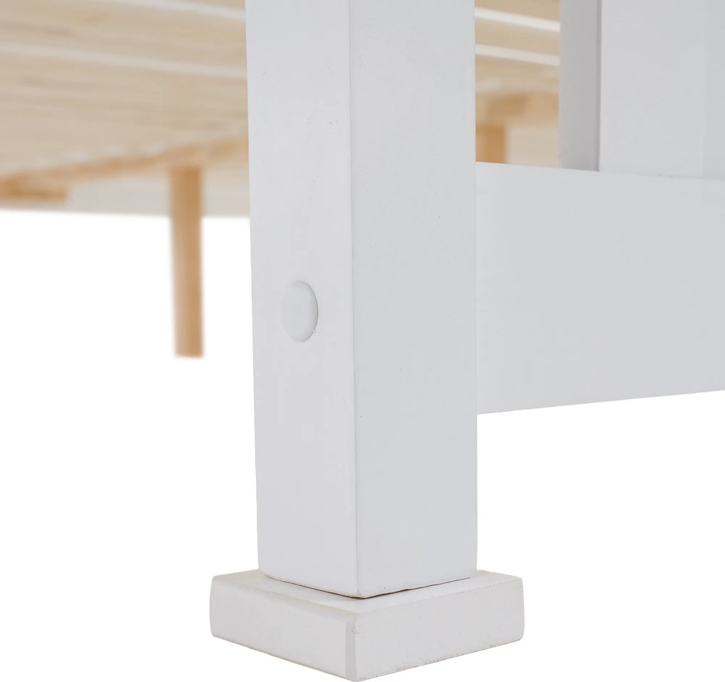 Pat cu lamele, lemn de pin/alb, 160x200, LUCAS NEW