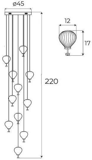 Lustra casa scarii cu 11 pendule LED design deosebit Palloncini 11