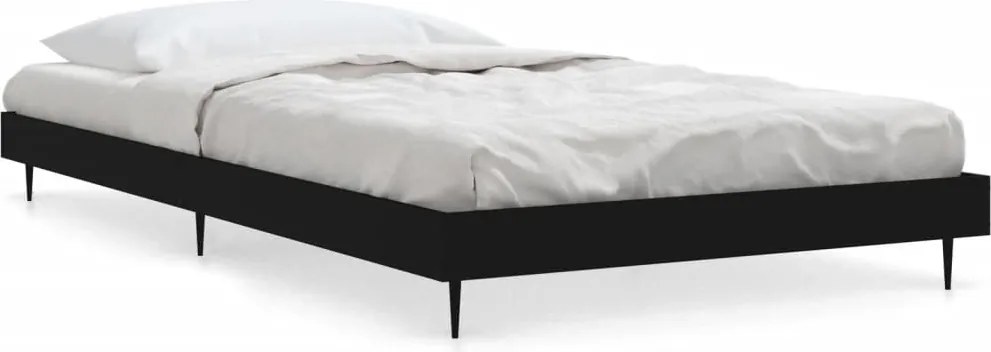 vidaXL Cadru de pat, negru, 90x190 cm, lemn prelucrat