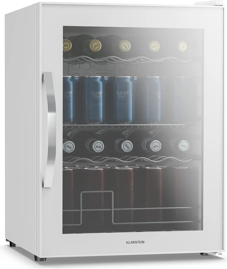 Klarstein Beersafe frigider pentru băuturi cu ușă din sticlă oglindă | 64 x 48 cm | 85 W | 60 litri | Alb