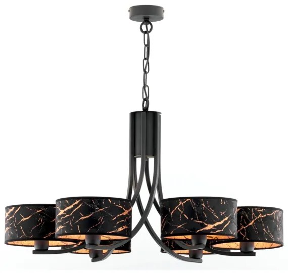 Jupiter 2108- Candelabru pe lanț ARTHUR 6xE27/15W/230V negru/portocaliu/decor marmură