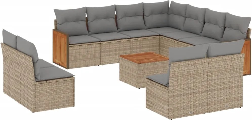 vidaXL Set canapele de grădină cu perne, 12 piese, bej, poliratan