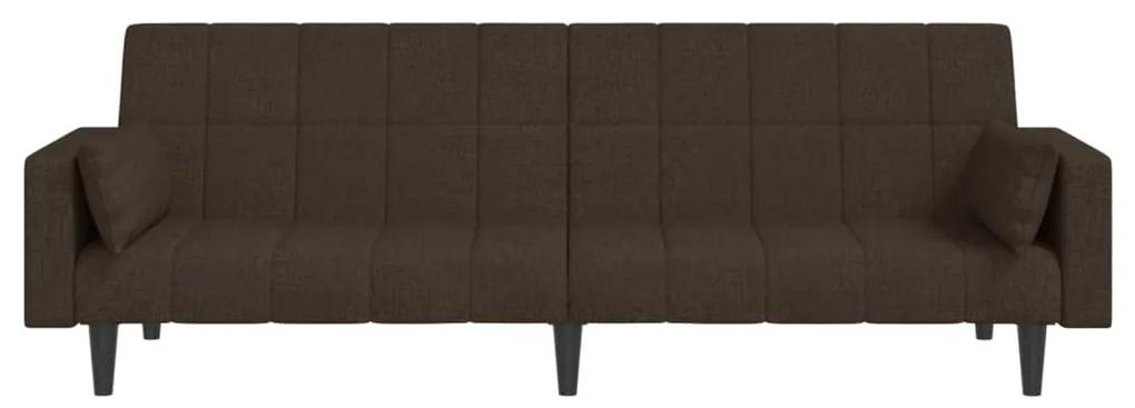 Canapea extensibila cu 2 locuri, 2 perne, maro inchis, textil Maro inchis, Fara suport de picioare