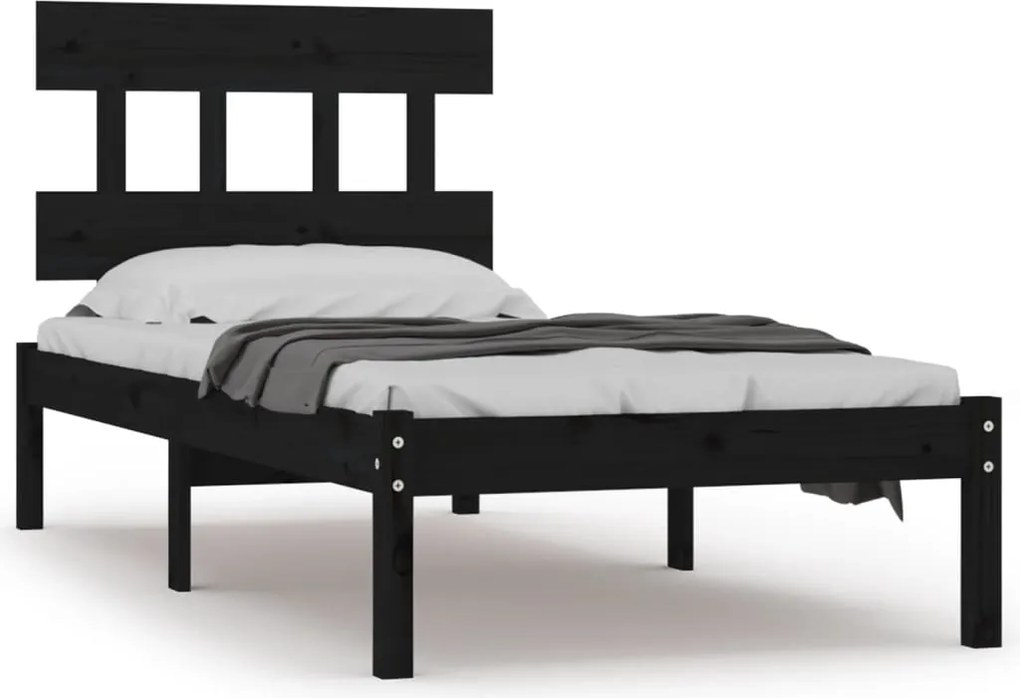 vidaXL Cadru de pat, negru, 100x200 cm, lemn masiv