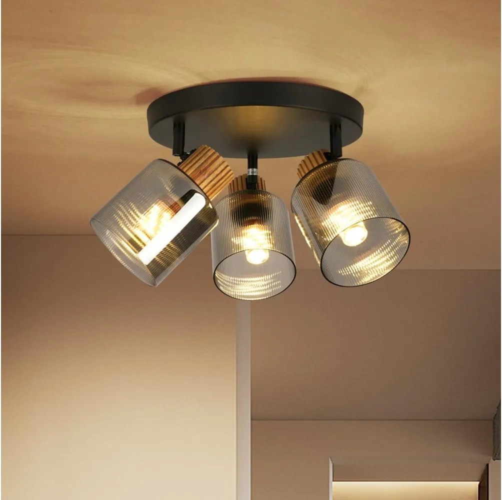 Brilagi - Corp de iluminat cu spoturi HYGGE 3xE14/15W/230V negru/fumuriu