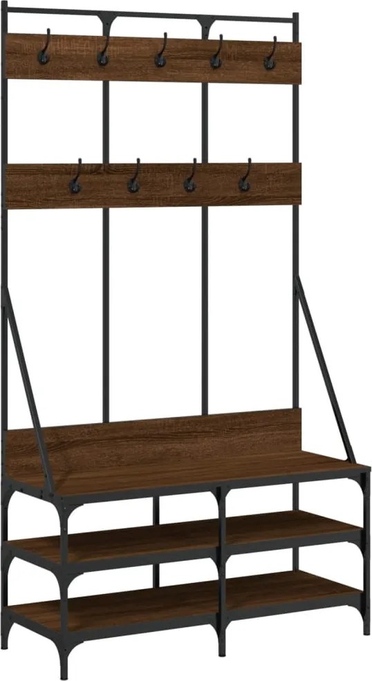 vidaXL Suport de haine cu raft pantofi, stejar maro, 100x40x184 cm
