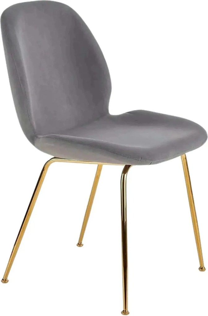 Scaun tapitat K381, gri/auriu, stofa catifelata/metal, 48x58x88 cm