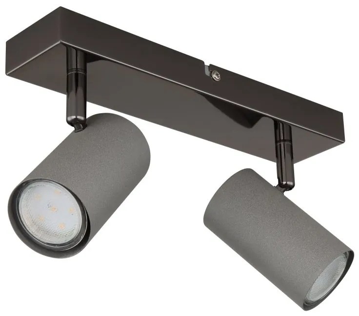 Plafoniera cu 2 spoturi directionabile metal negru gri ROBBY
