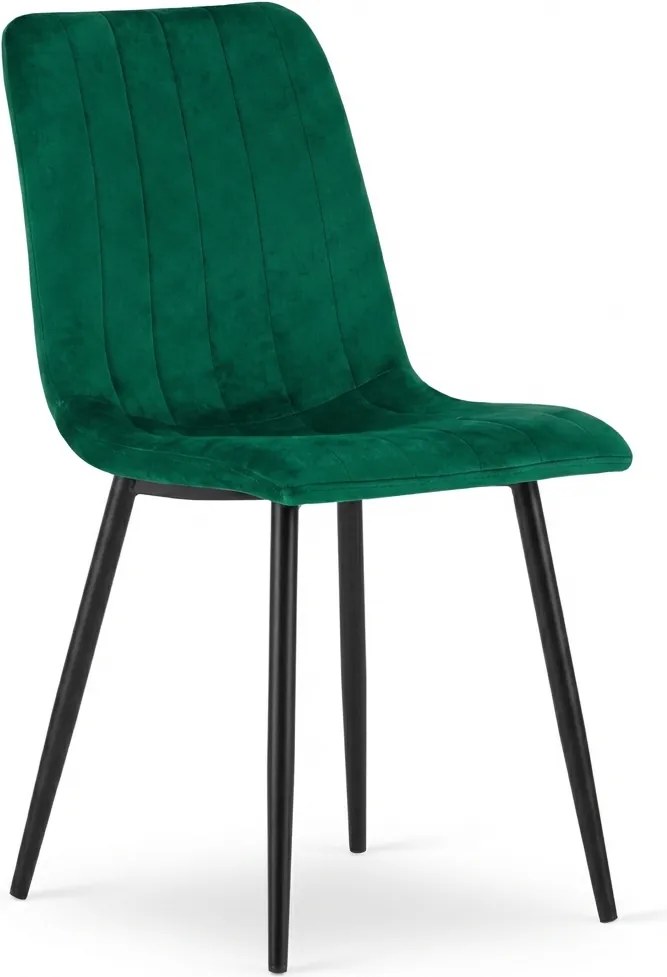 Scaun de catifea verde inchis LAVA BOTTLE GREEN cu picioare negre