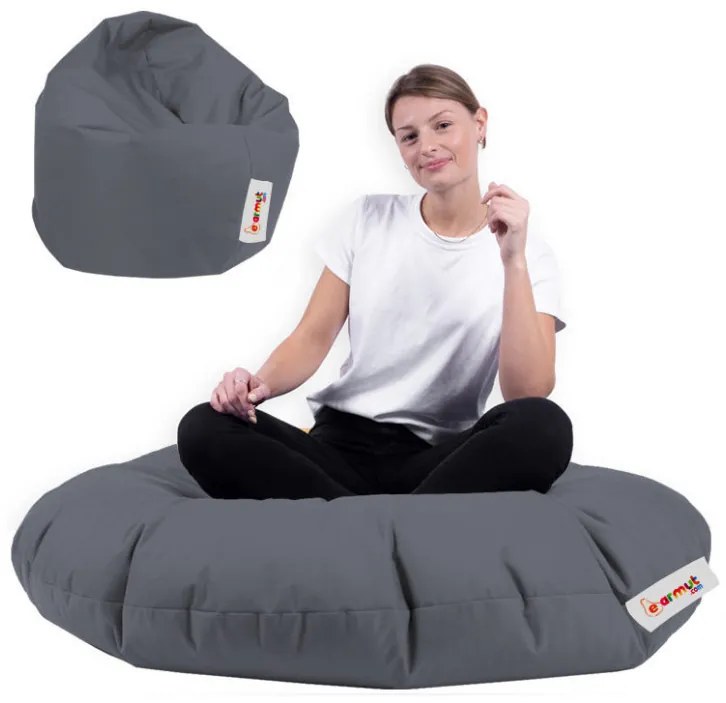 Fotoliu Bean Bag Iyzi 100 Cushion Pouf, Cenusiu