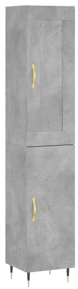 3200117 vidaXL Dulap înalt, gri beton, 34,5x34x180 cm, lemn prelucrat