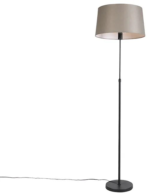 Lampă de podea neagră cu abajur din in taupe 45 cm reglabil - Parte