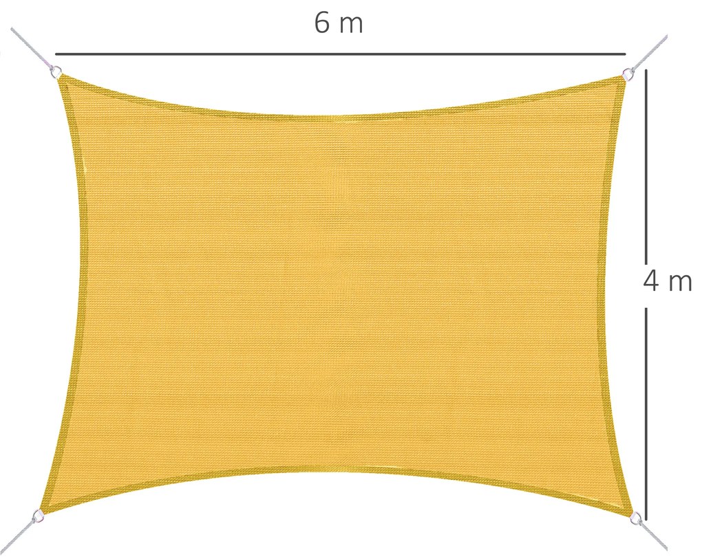 Outsunny Voal de umbrire Panza Solara rectangulara 6L x 4l m HDPE Galben | Aosom Romania