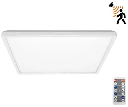 Plafonieră LED cu senzor pentru baie NIVERA LED/24W/230V IP54 30x30 cm alb + telecomandă