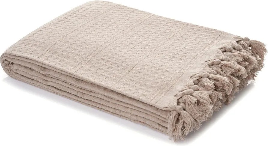Cuvertură bej din bumbac 220x240 cm Lotus – Mijolnir