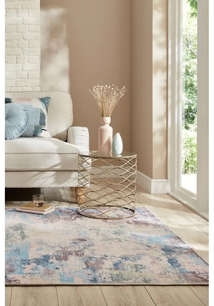 Covor albastru/mov lavabil din amestec de fibre reciclate 200x290 cm Reid – Flair Rugs