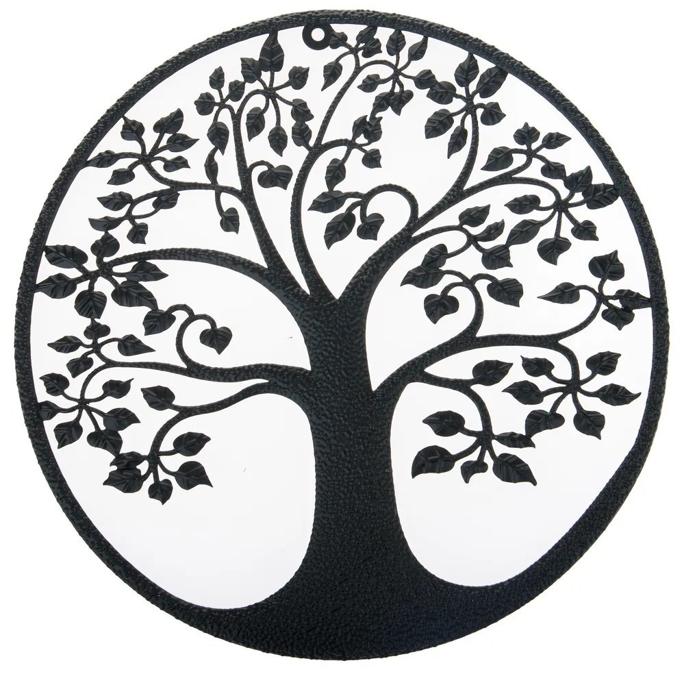 Decorație metalică de perete Arborele viețiinegru, 59 cm