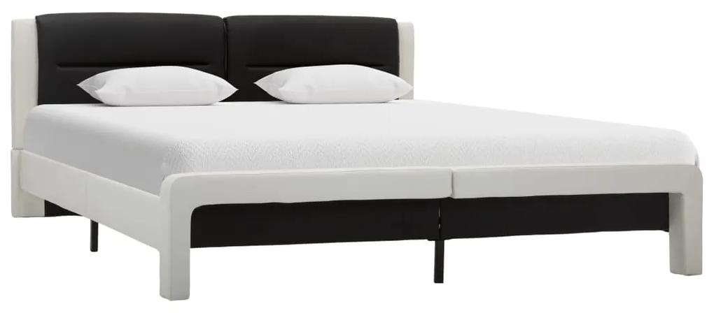 286719 vidaXL Cadru de pat, alb și negru, 160 x 200 cm, piele ecologică