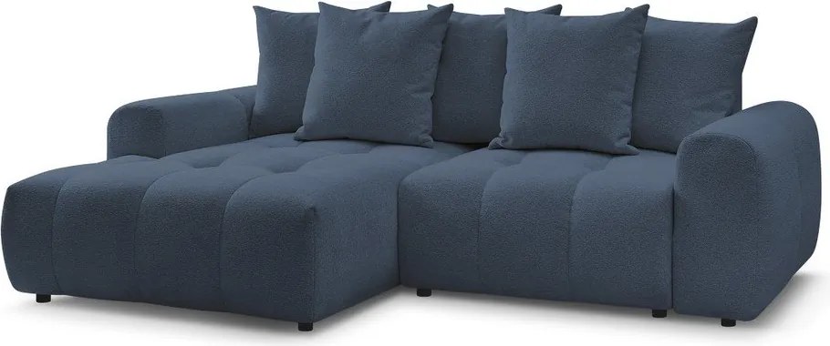 Colțar albastru extensibil/cu spațiu de depozitare cu tapițerie din chenille (cu colț pe partea stângă/cu șezlong) Roxelane – Bobochic Paris