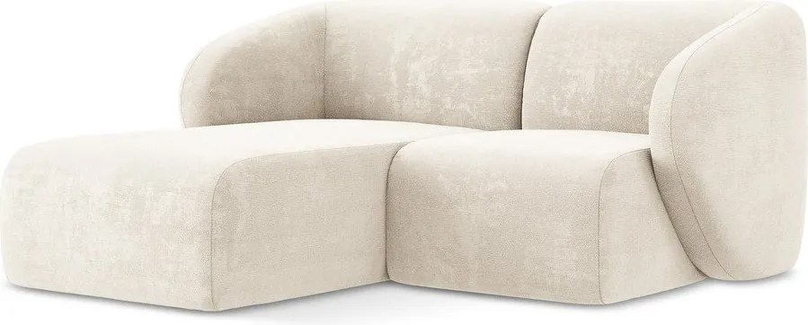 Colțar bej cu tapițerie din chenille (cu colț pe partea stângă/cu șezlong) Lani – Makamii