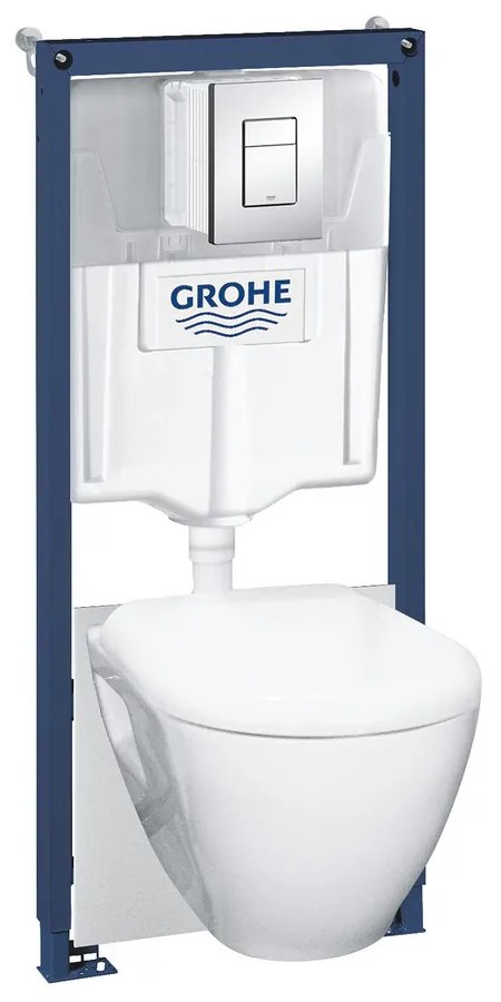 Set rezervor WC Grohe Solido 5 in 1 si clapeta crom Skate Cosmopolitan plus vas WC cu capac softclose