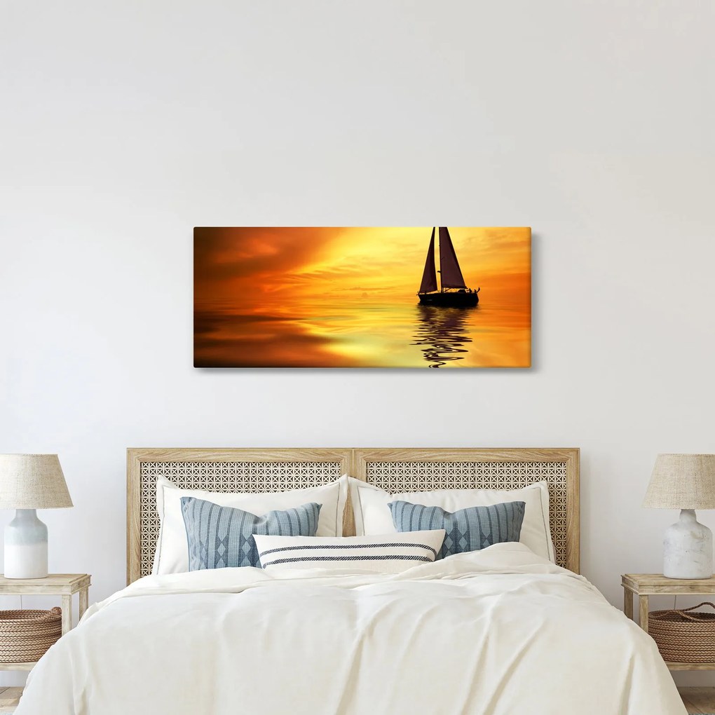 Tablou - Sailboat la apus de soare (120x50 cm)