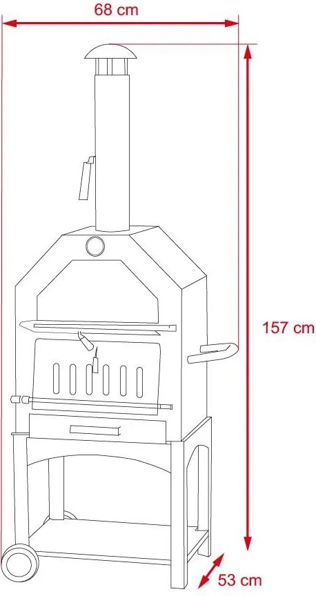 Grătar multifuncțional de grădină, afumătoare și cuptor de pizza ITALIA