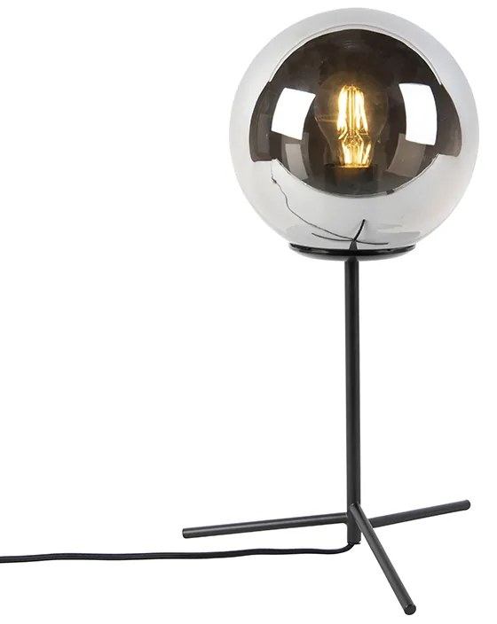 Lampă de masă Art Deco neagră cu sticlă fumurie 45,5 cm - Pallon