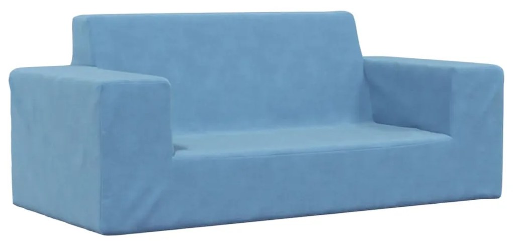 341819 vidaXL Canapea pentru copii cu 2 locuri, albastru, pluș moale