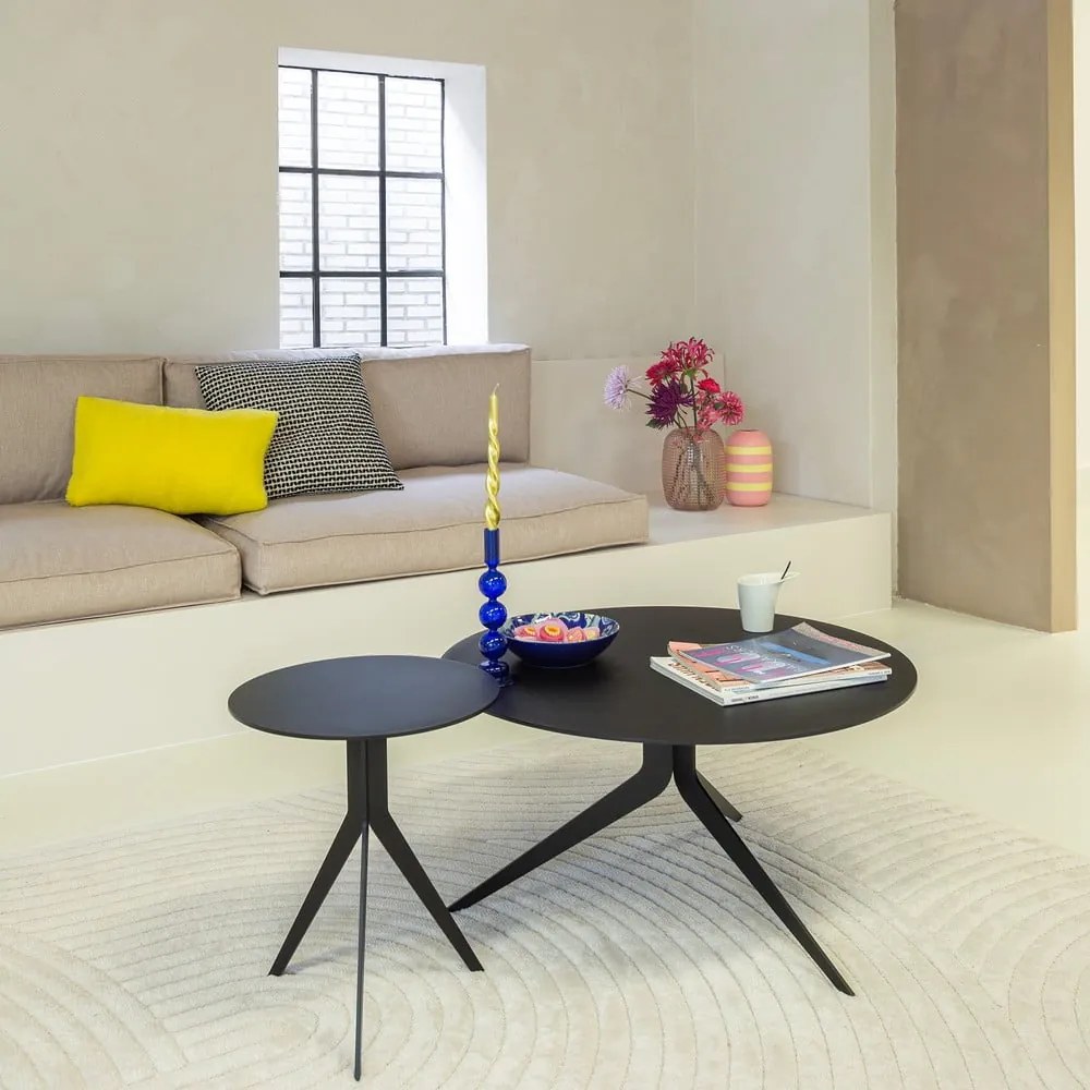 Măsuță de cafea neagră rotundă din metal ø 78 cm Daley – Spinder Design