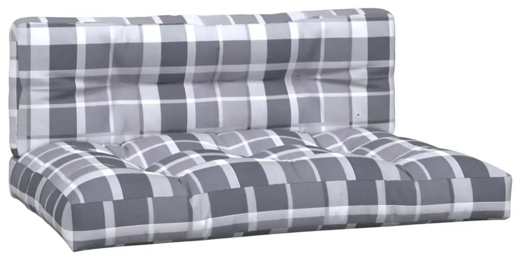 Perne de canapea din paleti, 2 buc., gri model carouri 2, model gri carouri, 120 x 80 x 10 cm
