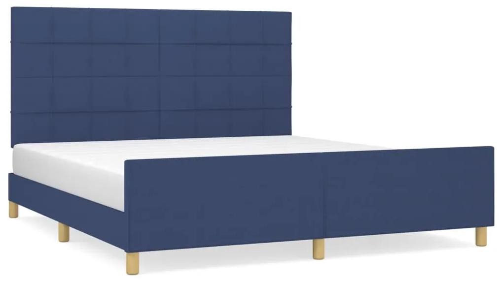 3125079 vidaXL Cadru de pat cu tăblie, albastru, 180x200 cm, textil