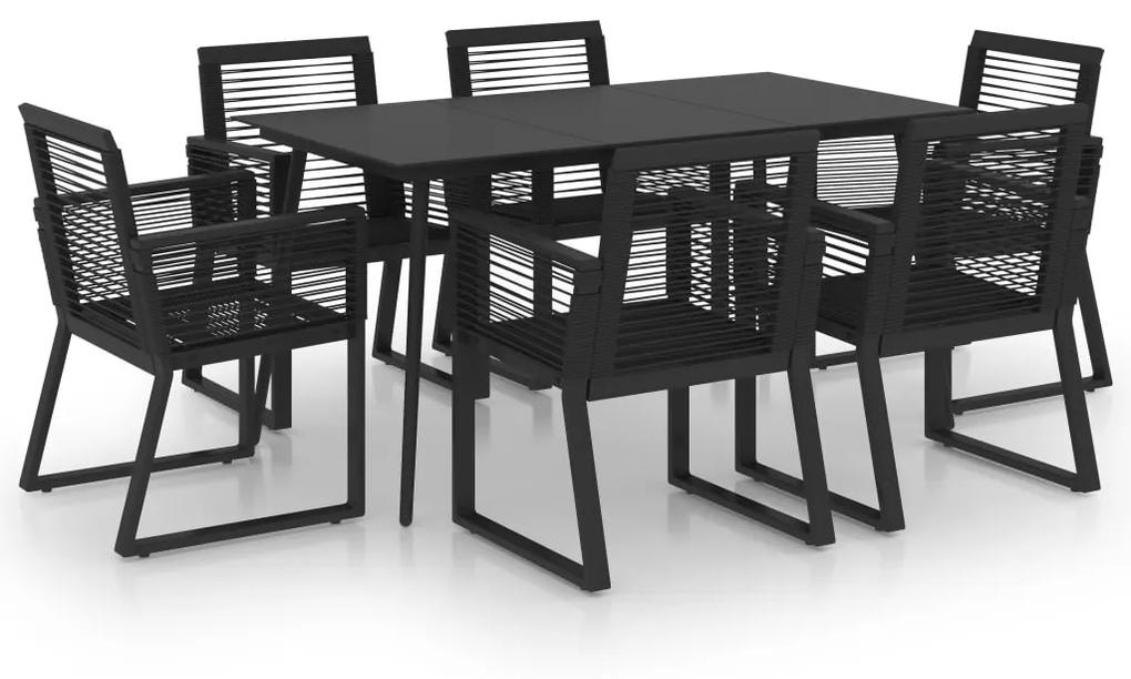 3060216 vidaXL Set mobilier de exterior, 7 piese, negru, ratan PVC