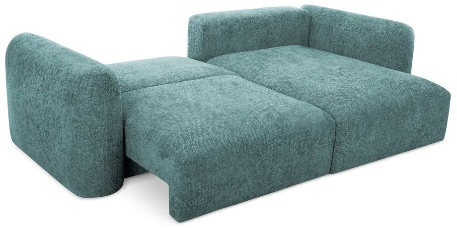 Colțar albastru extensibil/cu spațiu de depozitare cu tapițerie din chenille (cu colț pe partea dreaptă/cu șezlong) Mele – Makamii