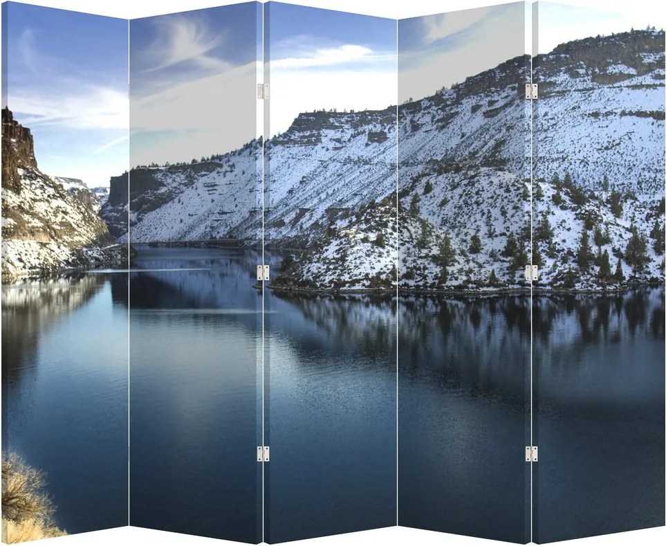 Paravan - Peisaj de iarnă - lac (210x170 cm)