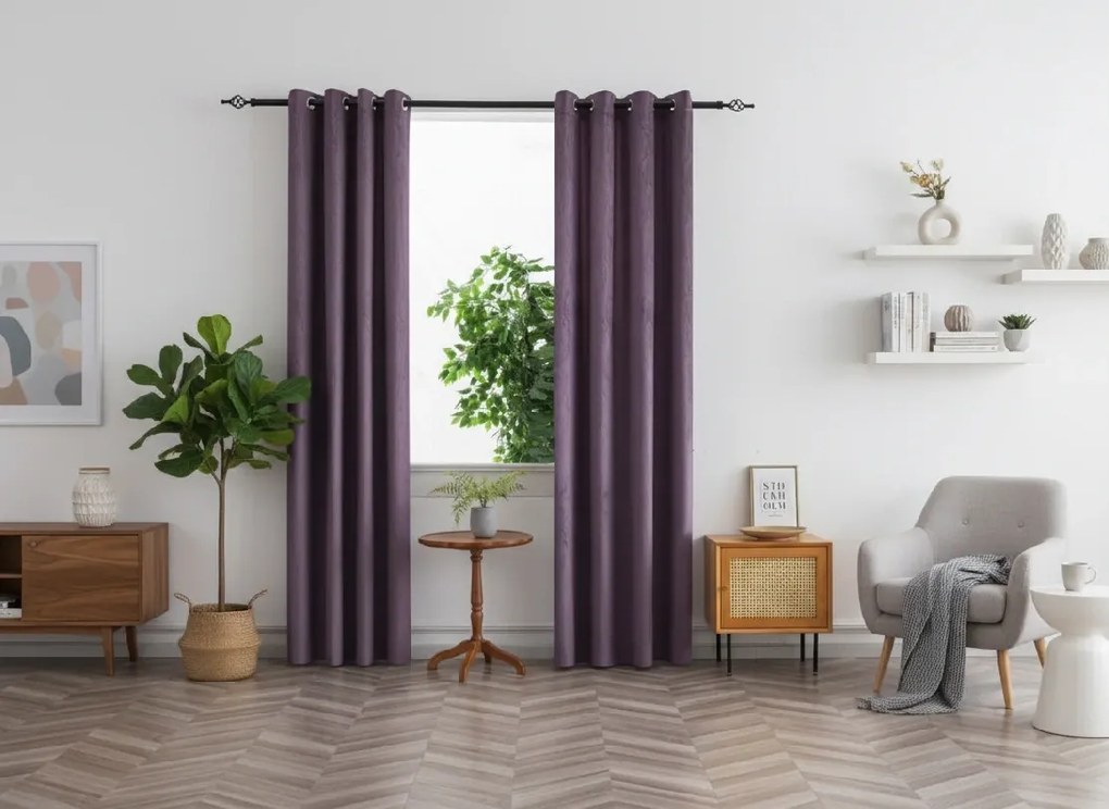 Draperie opaca DUNES VELVET 140x250 cm, mov Agatat: Inele metalice