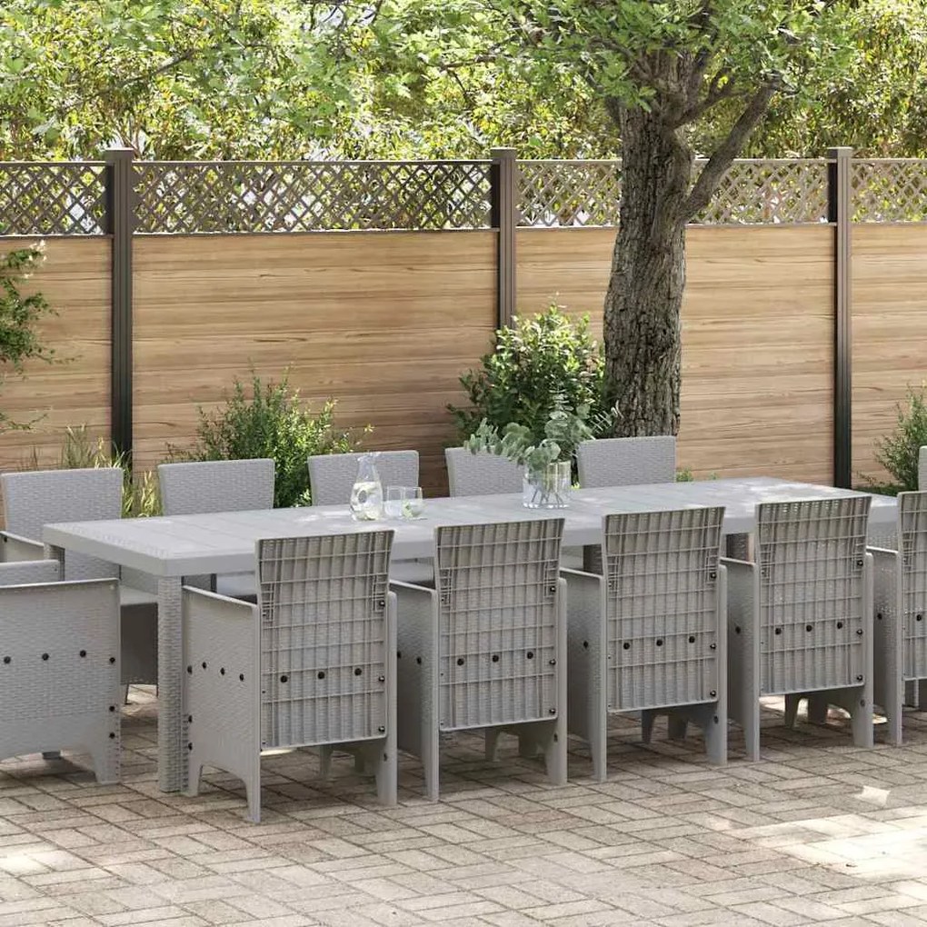 vidaXL Set de masă pentru grădină 13 pcs Gri deschis 300 x 100 x 73 cm