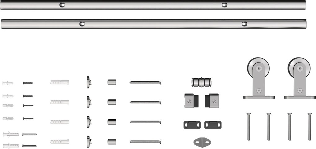 HOMCOM 152CM Kit feronerie ușă culisantă tip hambar, șină pentru ușă lățime 76 cm, grosime 30 mm, argintiu | Aosom Romania