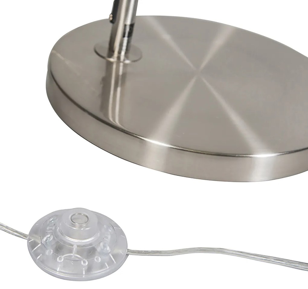 Lampă cu arc inteligentă din oțel cu abajur din stofă albă incluzând Wi-Fi A60 - Arc Basic