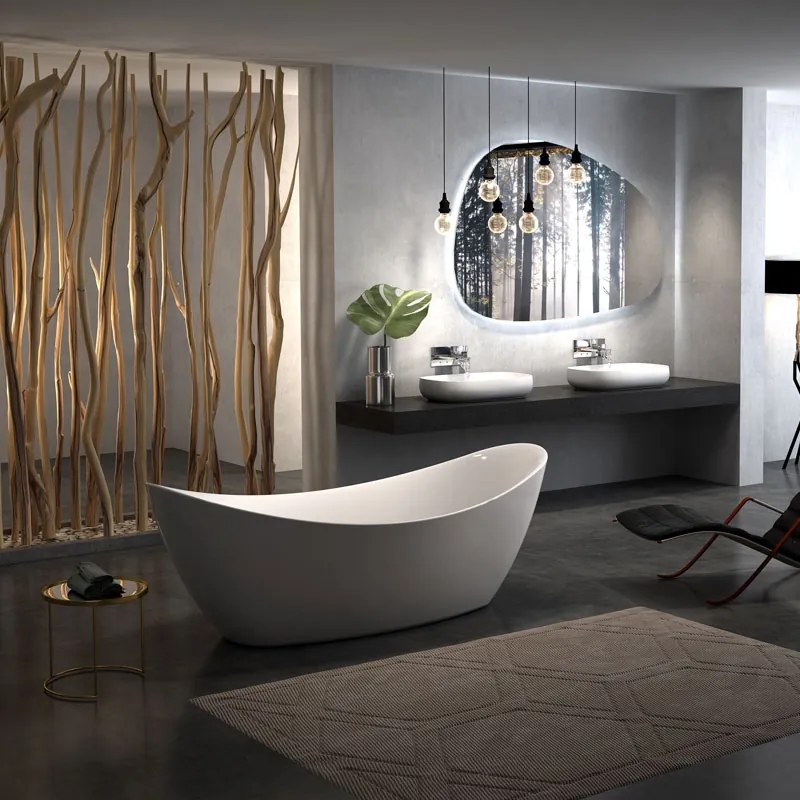 Cada freestanding Florida, Flora 173.5, ovala, cu picioare si instalatie completa, alb