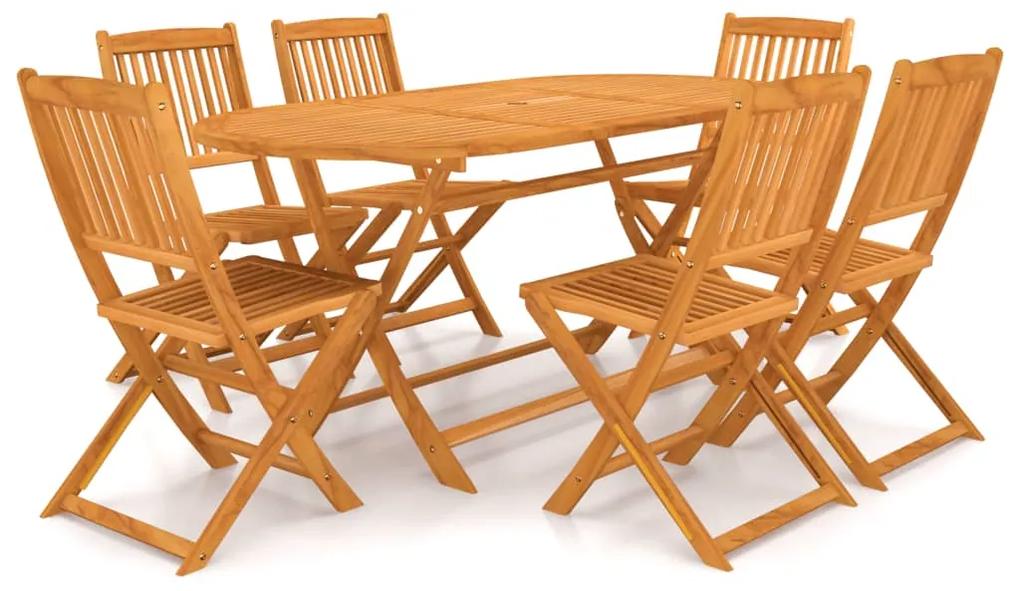 3060197 vidaXL Set mobilier de grădină pliabil, 7 piese, lemn masiv acacia