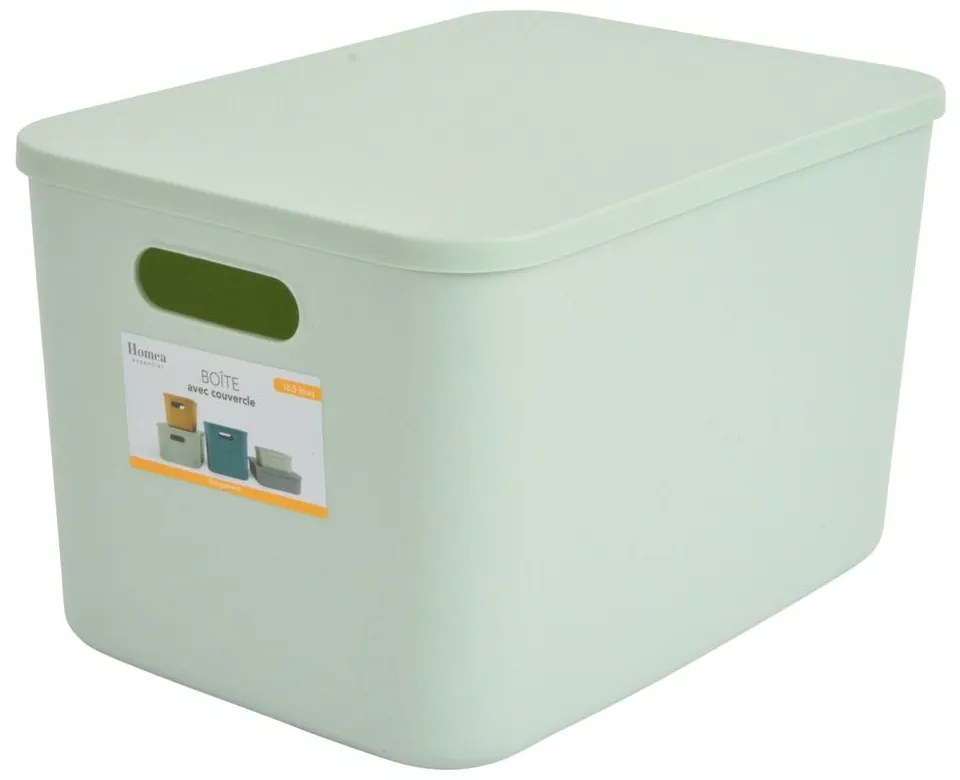 Cutie de depozitare verde-deschis din plastic cu capac 35,5x25,5x23 cm – Homéa