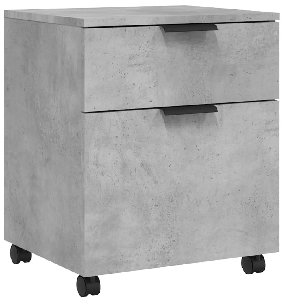 811524 vidaXL Fișet mobil cu roți, gri beton, 45x38x54 cm, lemn prelucrat