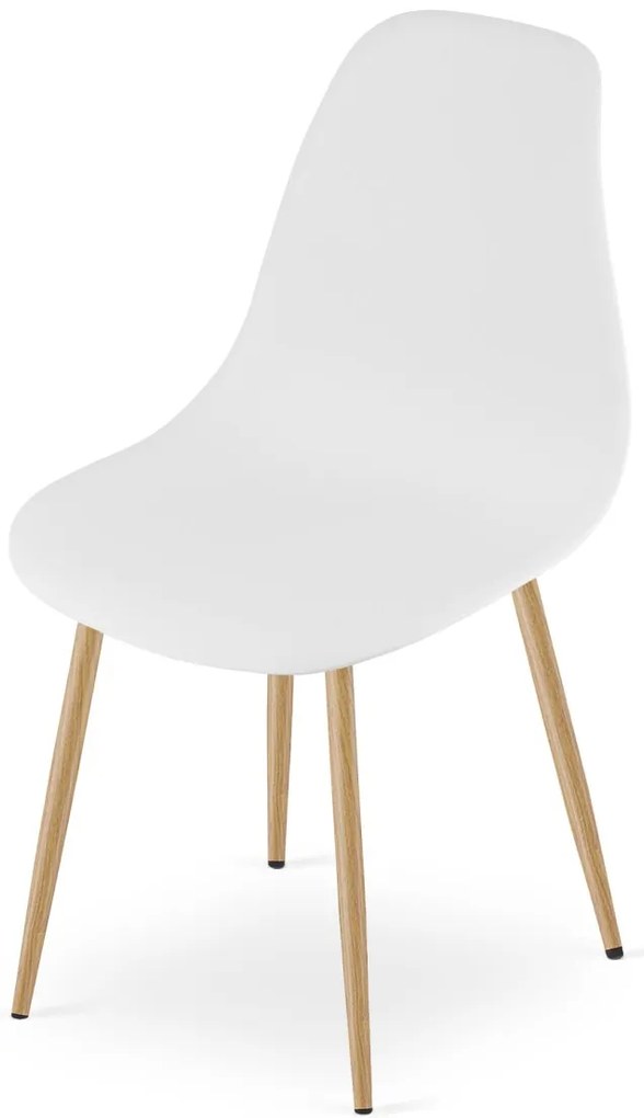 Set de dining 1 + 4, masa RAMOD alb/decor stejar + scaune OSAKA alb