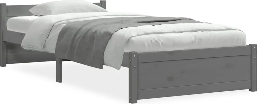 vidaXL Cadru de pat mic single, gri, 75x190 cm, lemn masiv