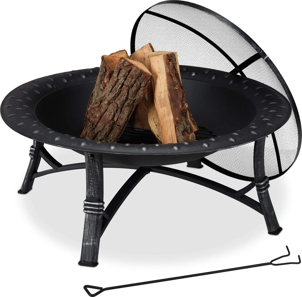 Foc de tabara metalic portabil FIREBOWL ∅ 90 cm, negru